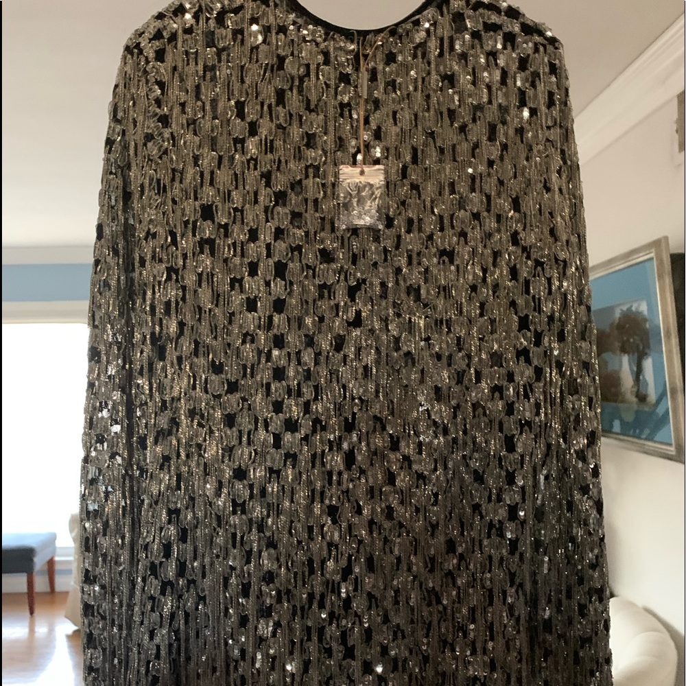 Michael Kors Collection Fringed Sequin Stretch Top